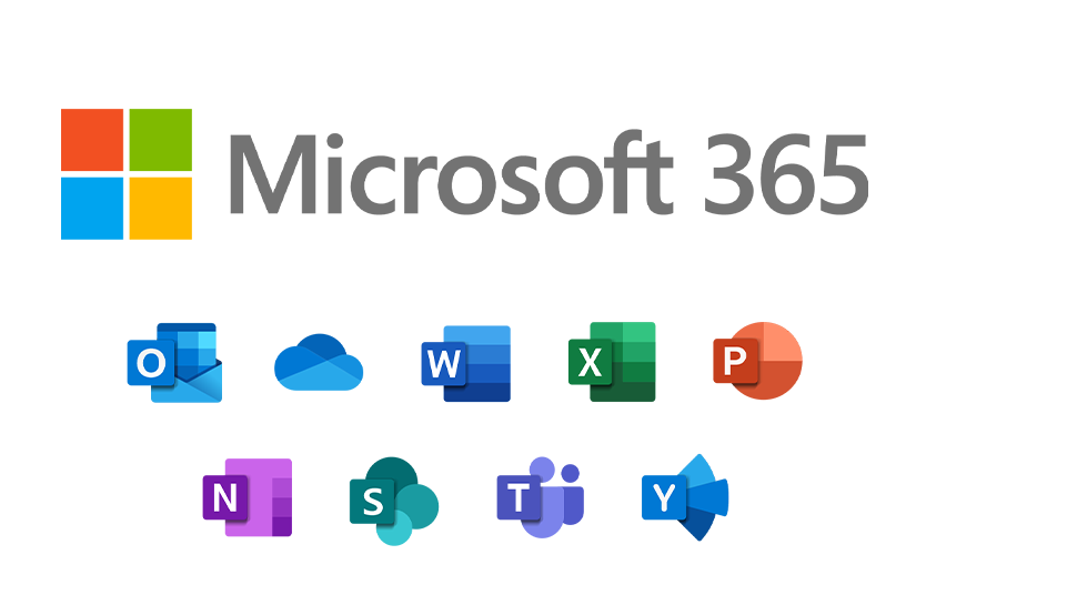 Microsoft 365 and associated apps logos