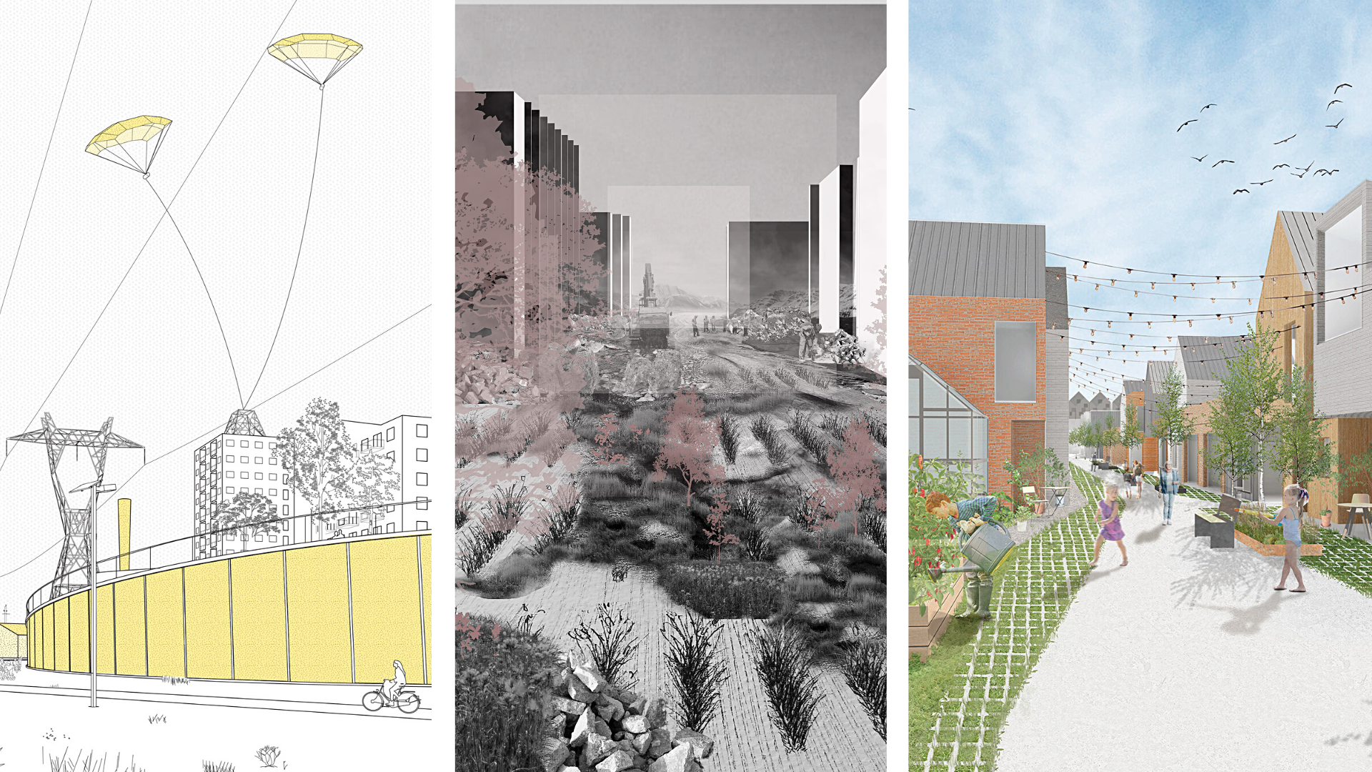 The three student projects that won 2021 Toronto Urban Design Awards.